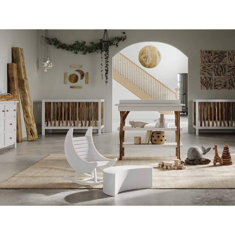 Milk Street Crescent Moon Table/Ottoman - White