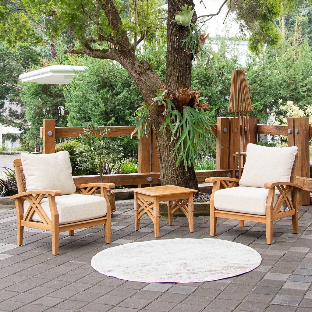 Cambridge Casual Soma 3-piece Teak Club Chair Outdoor Set with Cushion