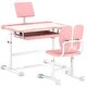preview thumbnail 8 of 12, Ergonomic Kids Desk and Chair Set with Adjustable Height, Tilt Desktop, and Storage Features Pink
