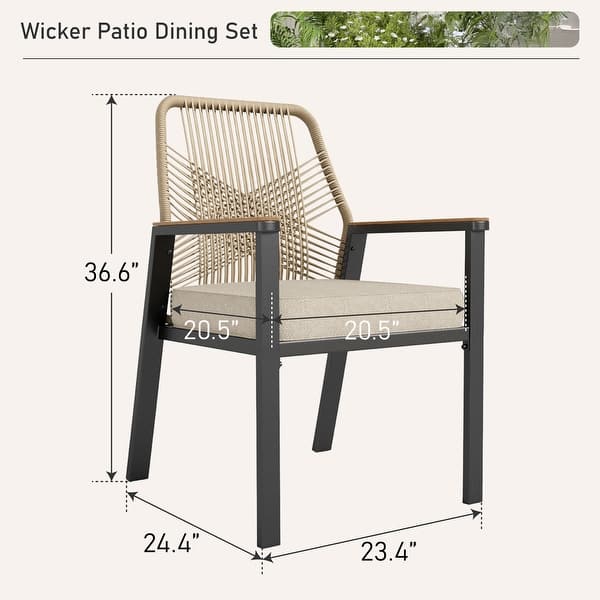 dimension image slide 1 of 3, MAISON ARTS Outdoor Dining Chairs Set with Cushions
