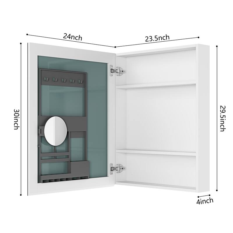 Wall Mounted Bathroom Medicine Cabinet with HD Mirror, Recessed or Surface Mount, Storage for Cosmetics & Personal Care