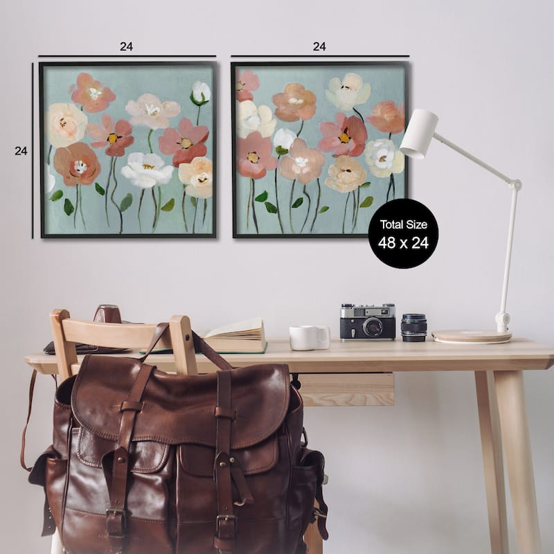 Stupell Budding Boho Blooms Framed Giclee Art Design By Charity Henderson (Set of 2)