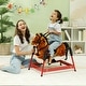 preview thumbnail 1 of 7, Qaba Ride on Horse, Walking Horse Toy with Wheels & Neighing Sound for 3-5 Years Old up to 132 Pounds, Brown Brown