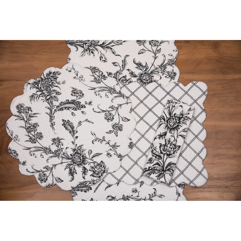 Bleighton Black Round Cotton Placemat Machine Washable Set of 6