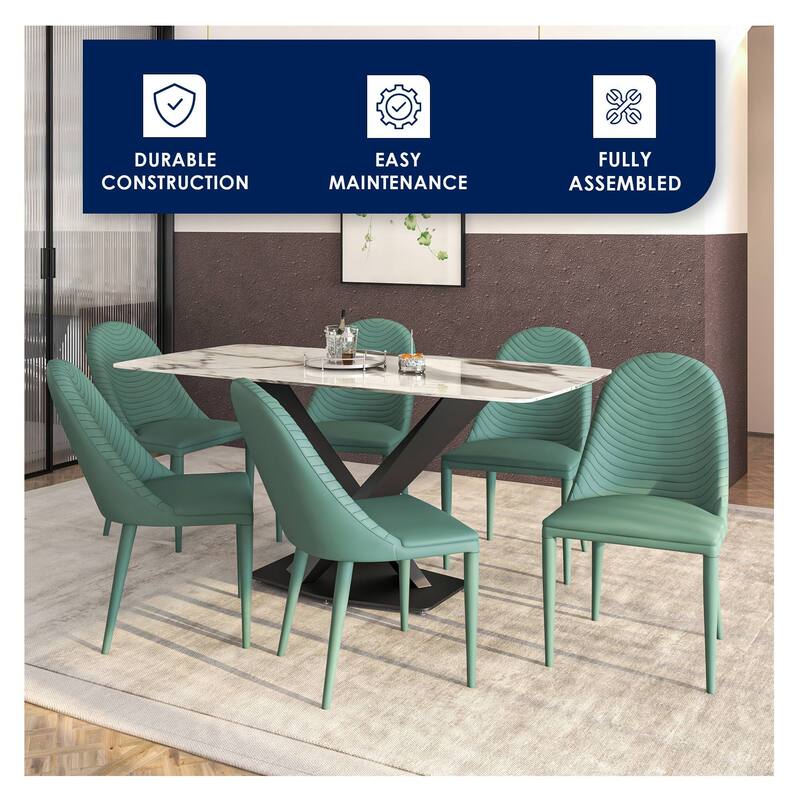Seville Dining Chair Upholstered in Leather with Iron Legs Set of 4