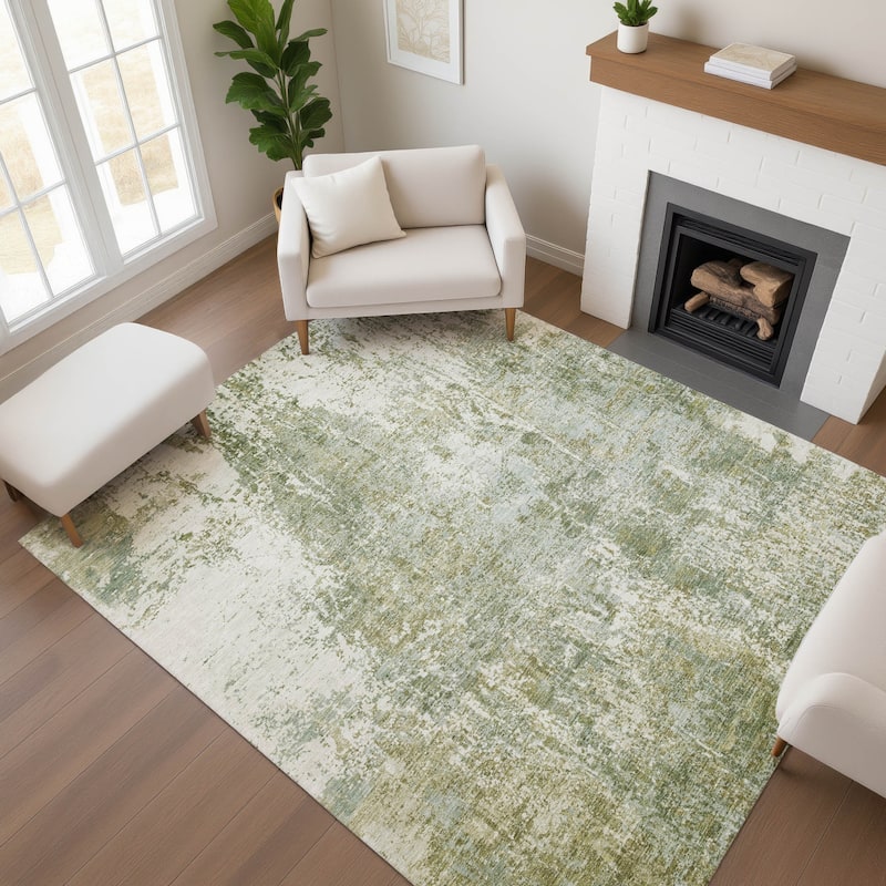 Premium Washable Super Soft Abstract Mayfield Rug - Aloe - 10' x 14'