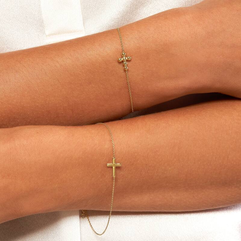 Marquee Jewels 14K Solid Yellow Gold Cross Bracelet