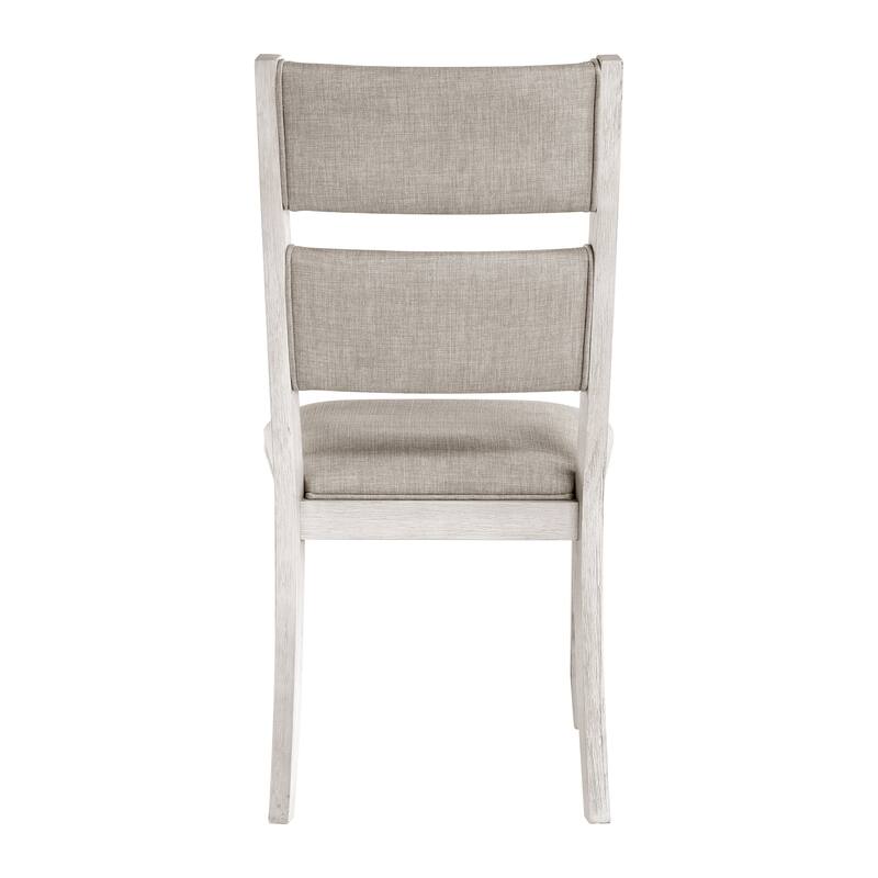 Modern Farmhouse Dining Side Chairs Set of 2 Antique White Finish Upholstered Seat Back Wooden Furniture