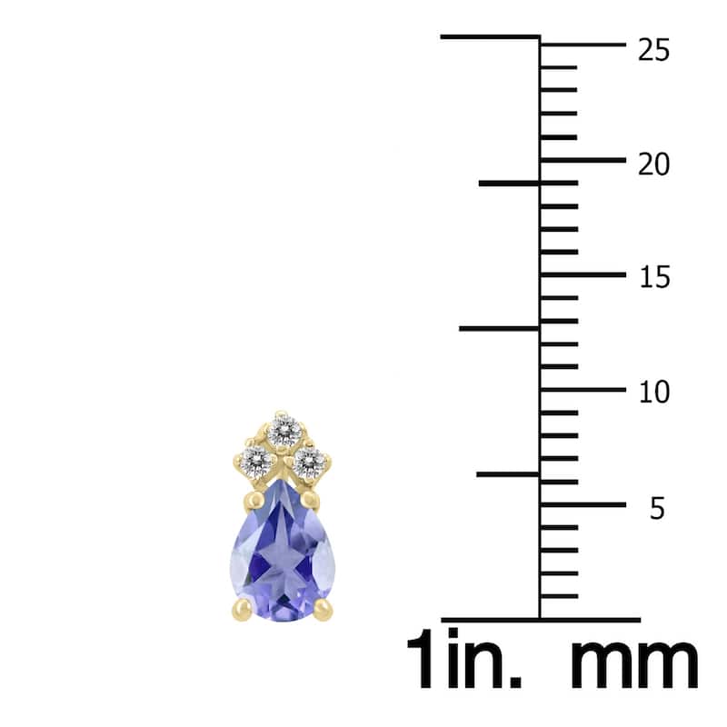 Marquee 14K Yellow Gold 6x4MM Pear Tanzanite and Diamond Earrings