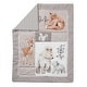 preview thumbnail 9 of 7, Lambs & Ivy Painted Forest Gray/Beige Woodland Animals 4-Piece Nursery Baby Crib Bedding Set