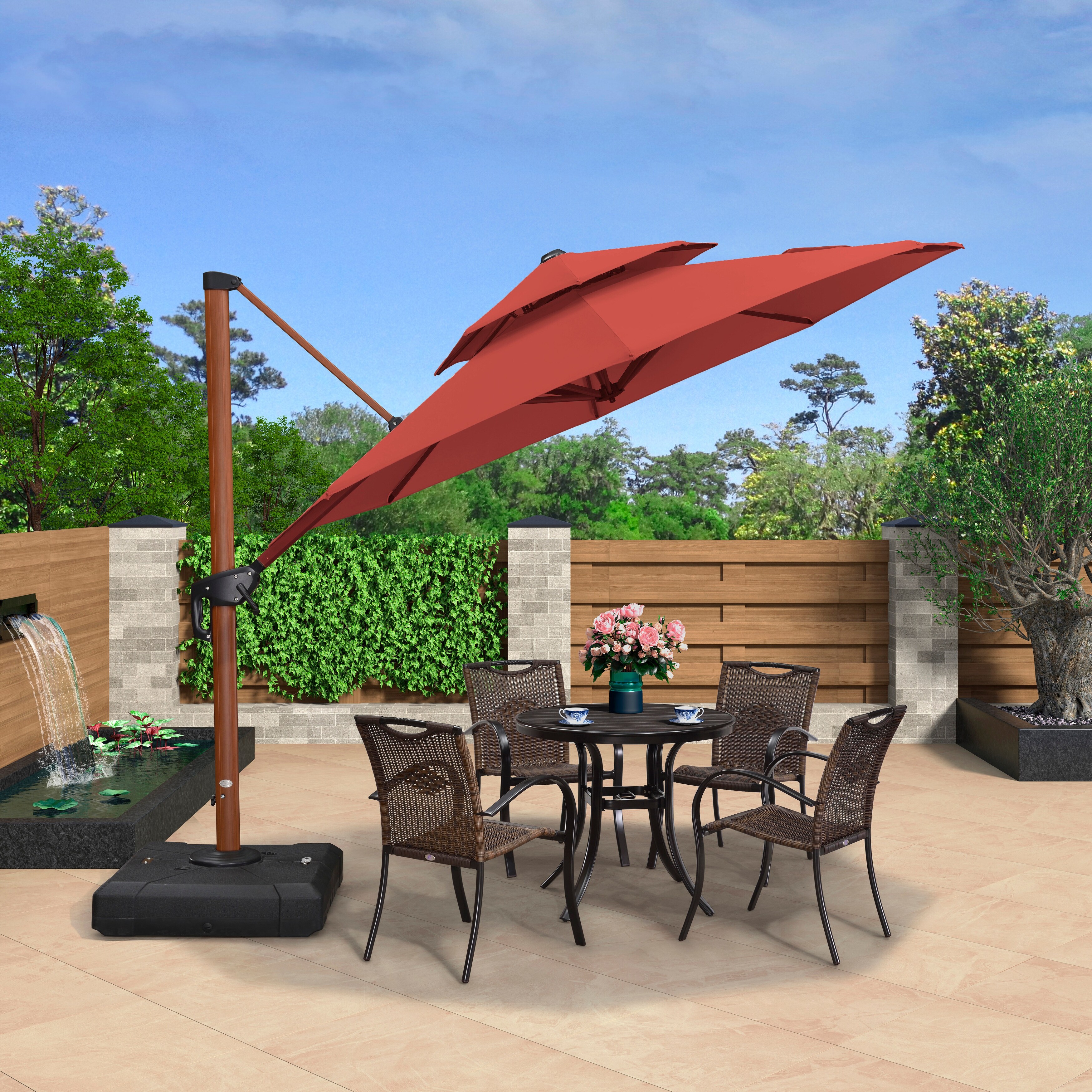 15 ft round patio umbrella Sophia & William 15FT Outdoor Patio Umbrella Extra Large Double-Sided