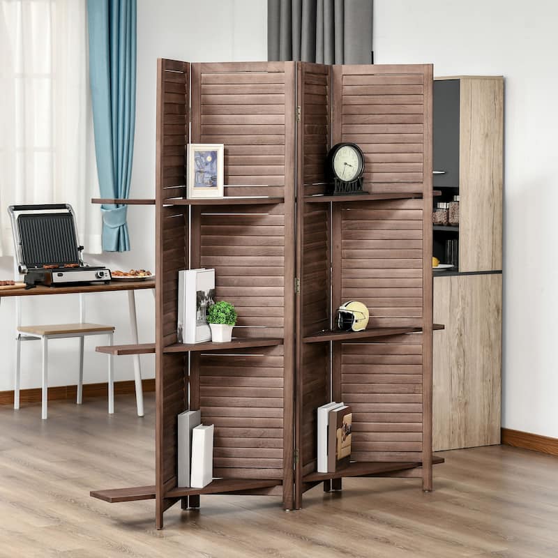 HOMCOM 4-Panel Folding Room Divider, 5.5 Ft Tall Freestanding Privacy Screen Panels for Indoor Bedroom - 63.75" x 0.75" x 67"