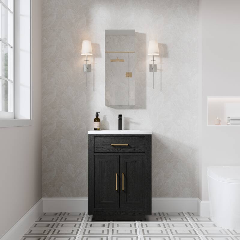 Recessed or Surface Wall Mount Bathroom Medicine Cabinet With Adjustable Glass Shelves