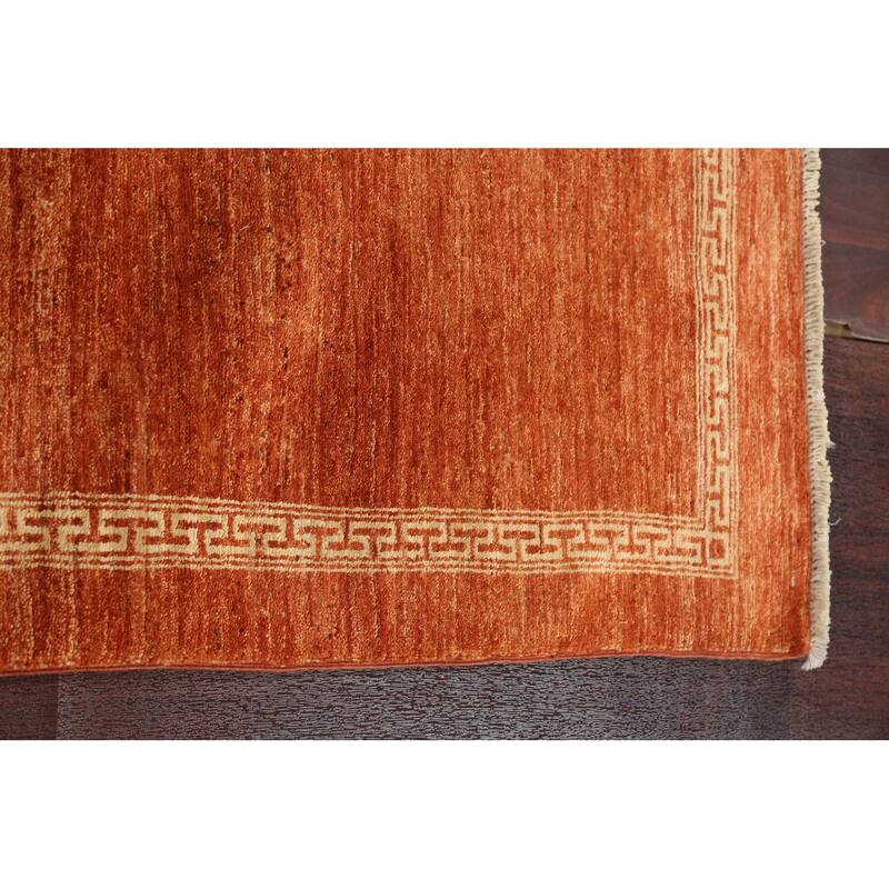 Orange Gabbeh Kashkoli Runner Rug Hand-knotted Oriental Wool Carpet - 2'7" x 9'0"
