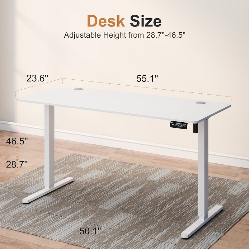 Electric Standing Desk, Height Adjustable Desk with Memory Preset and LED Display