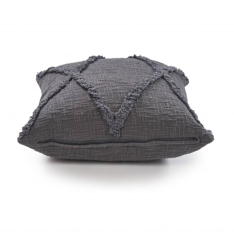 HomeRoots 20" X 20" Dark Gray 100% Cotton Geometric Zippered Pillow