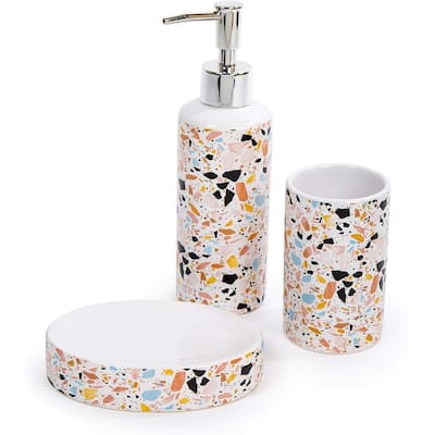 Marble Terrazzo Print Bathroom Accessory Set