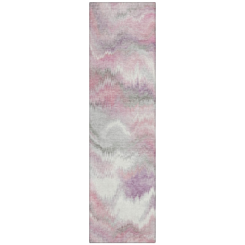 Machine Washable Indoor/ Outdoor Abstract Watercolor Chantille Rug