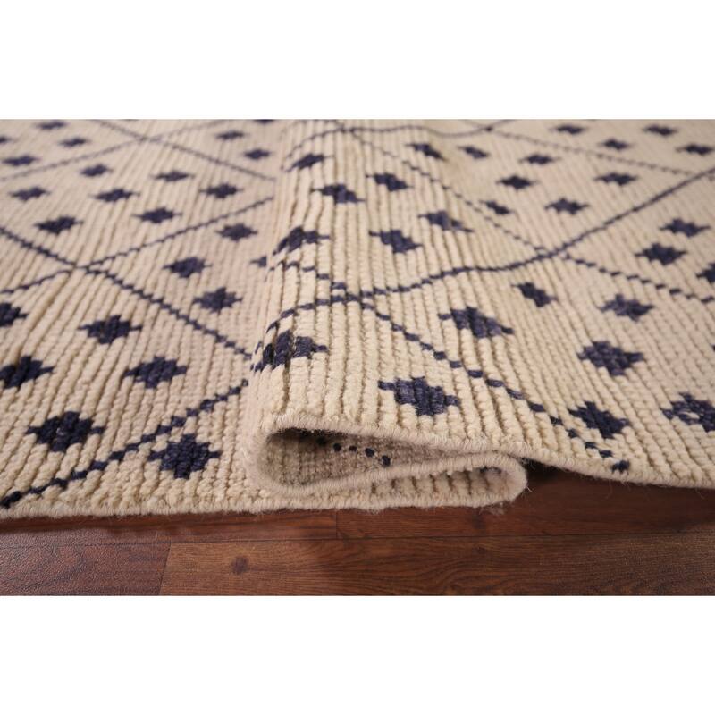 Trellis Ivory Moroccan Oriental Accent Rug Handmade Wool Carpet - 3'0"x 5'2"