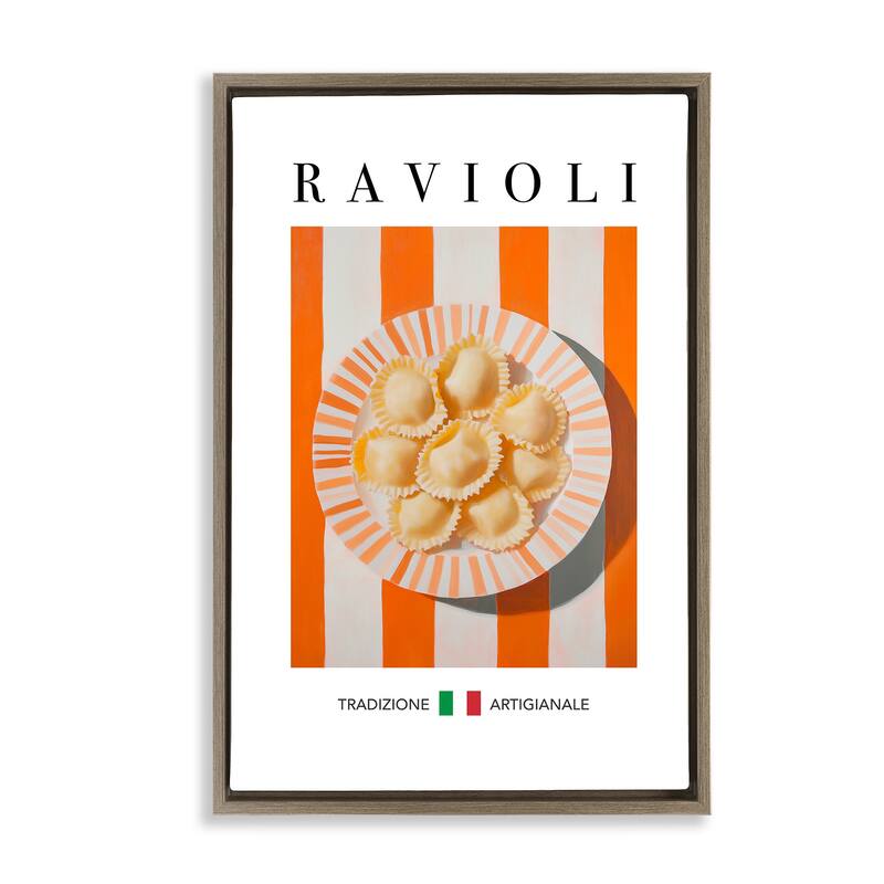 Stupell Traditional Ravioli Pasta Framed Floater Canvas Wall Art Design By Andreas Magnusson - 21 x 31 - Brown