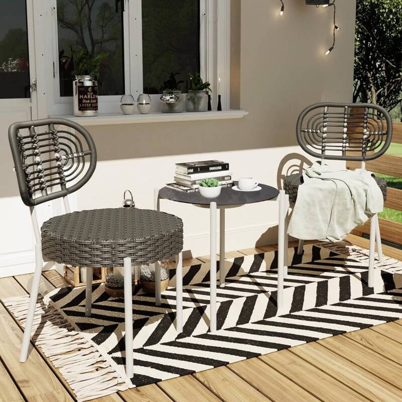 3 Pieces Outdoor Patio Set with Coffee Table for Balcony, Garden, Lawn or Backyard - 3PCs
