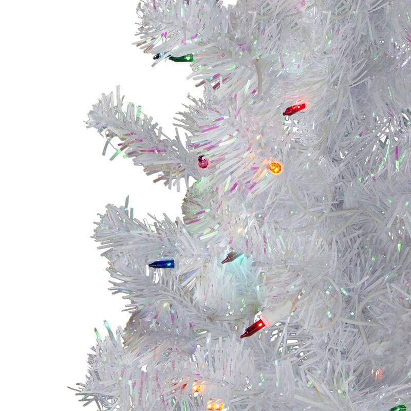 4' Pre-lit White Iridescent Pine Artificial Christmas Tree