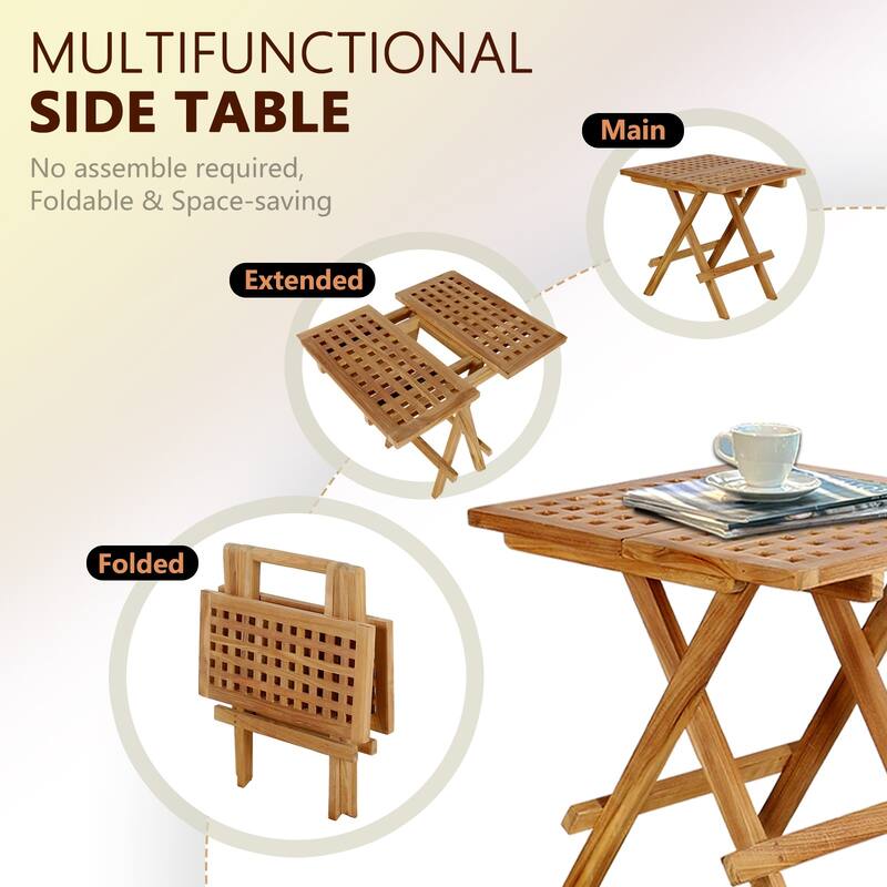 Folding Patio Table Garden Outdoor Balcony Furniture Teak Wood