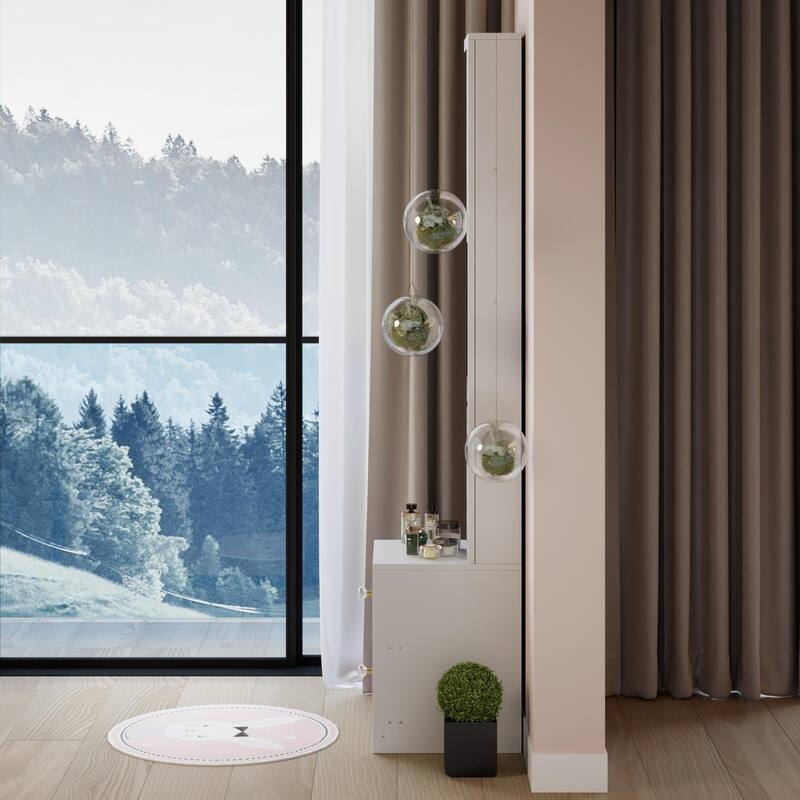 63" H Full Body Dressing Mirror Cabinet with Multi-Layer Storage, Standalone or Vanity Companion