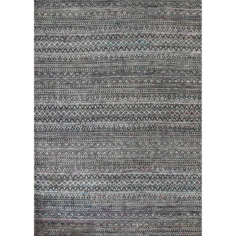 Chevron Abstract Jute/ Wool Oriental Living Room Area Rug Hand-knotted - 8'7" x 11'4"