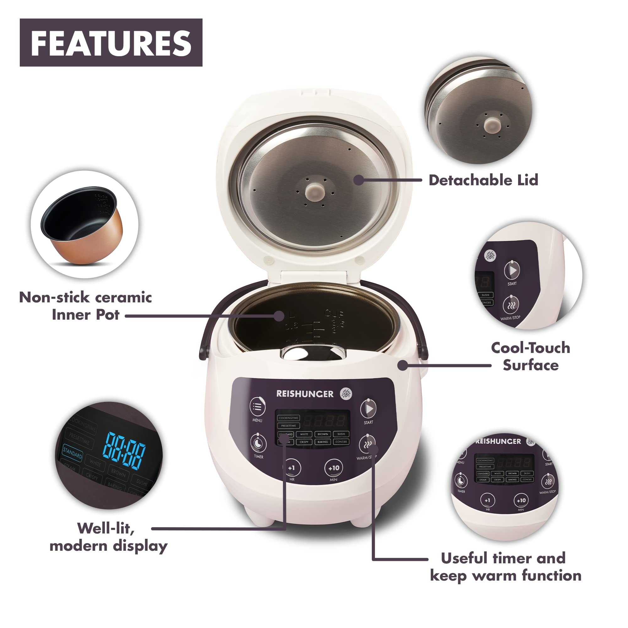 Mini Rice Cooker with Keep Warm Function