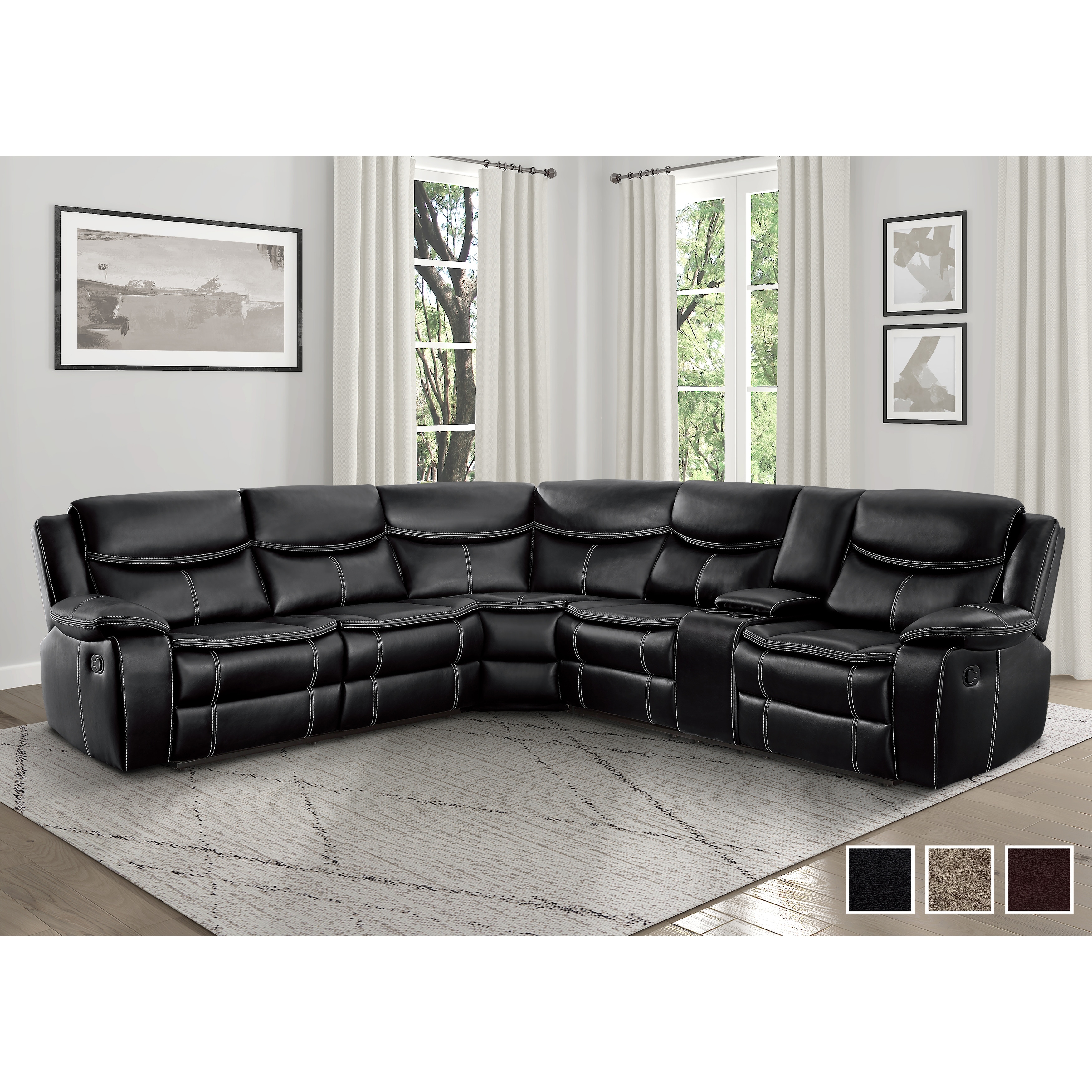 Ember Reclining Sectional Sofa with Console