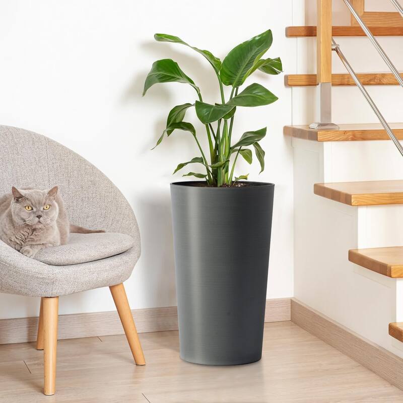 2 Pack Tall 21.7 in Planters for Outdoor Plants Modern Tall Square Planter Box