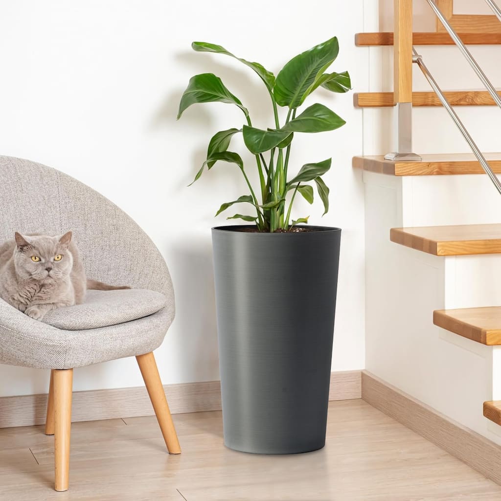 2 Pack Tall 21.7 in Planters for Outdoor Plants Modern Tall Square Planter Box