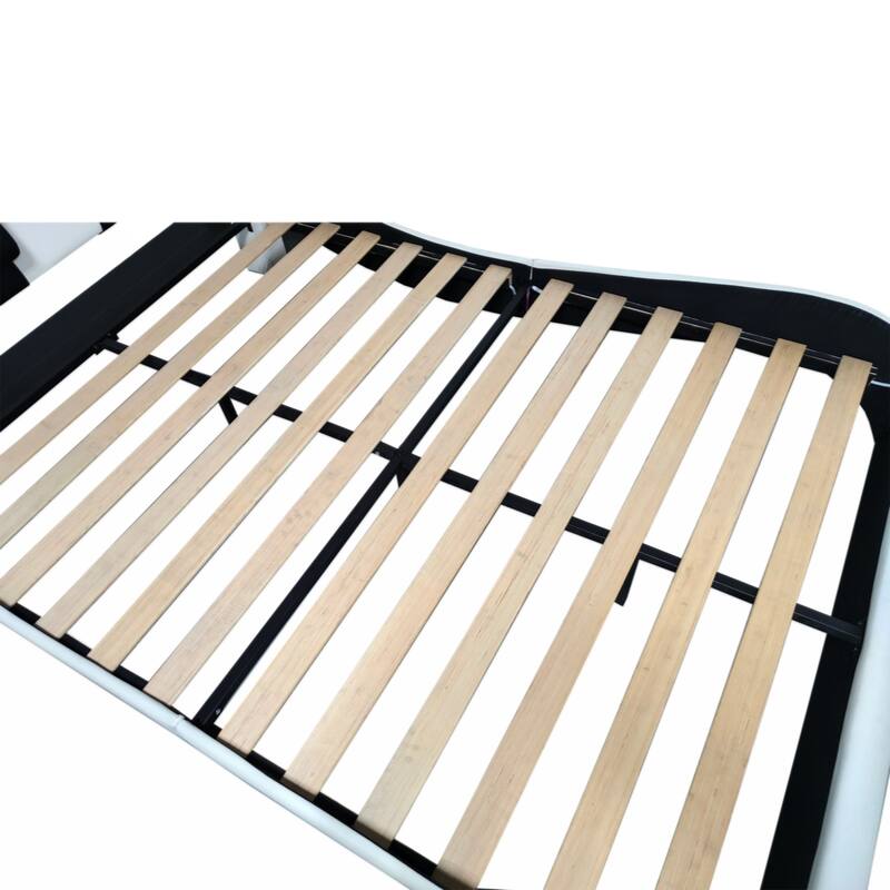 Faux Leather Upholstered Platform Bed with Led Lighting, Queen Size