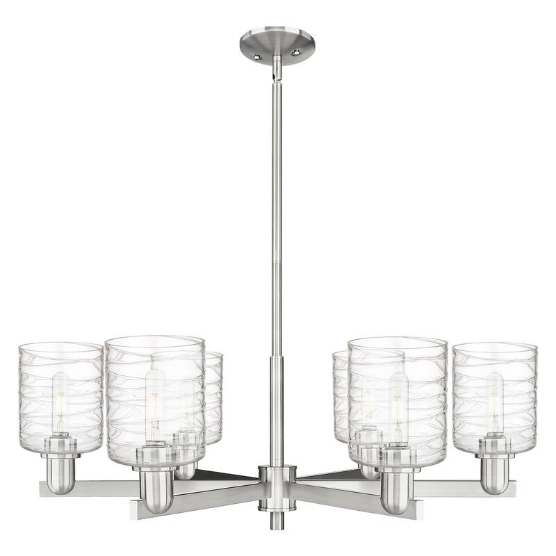 Innovations Lighting Endless Possibilities Arcadia - Cobbleskill - 6 Light 35" Stem Hung Chandelier - Deco Swirl/Satin Nickel
