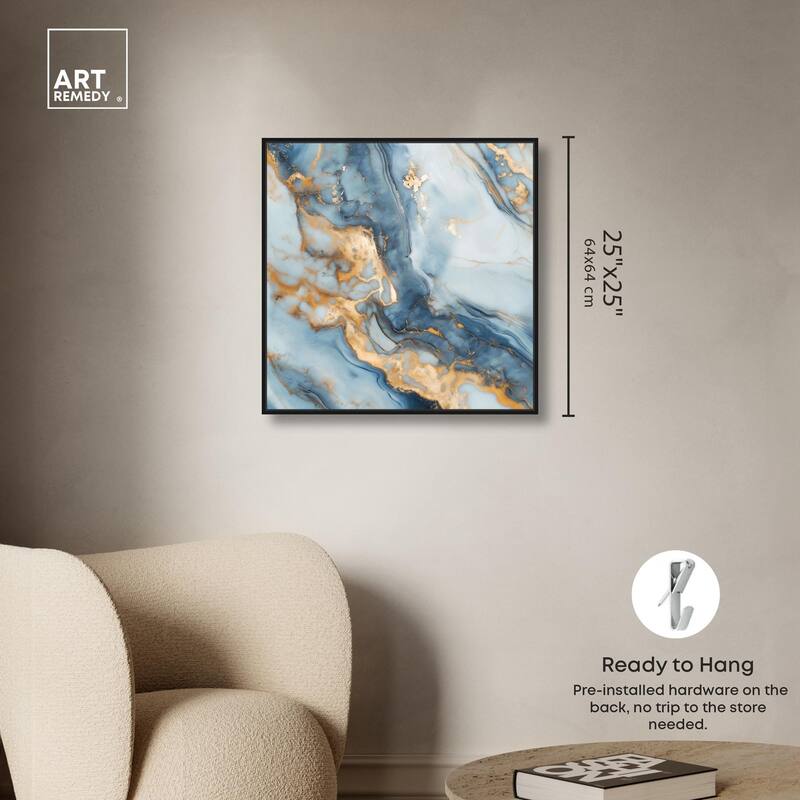 Golden Cloud Marble Canvas by Art Remedy