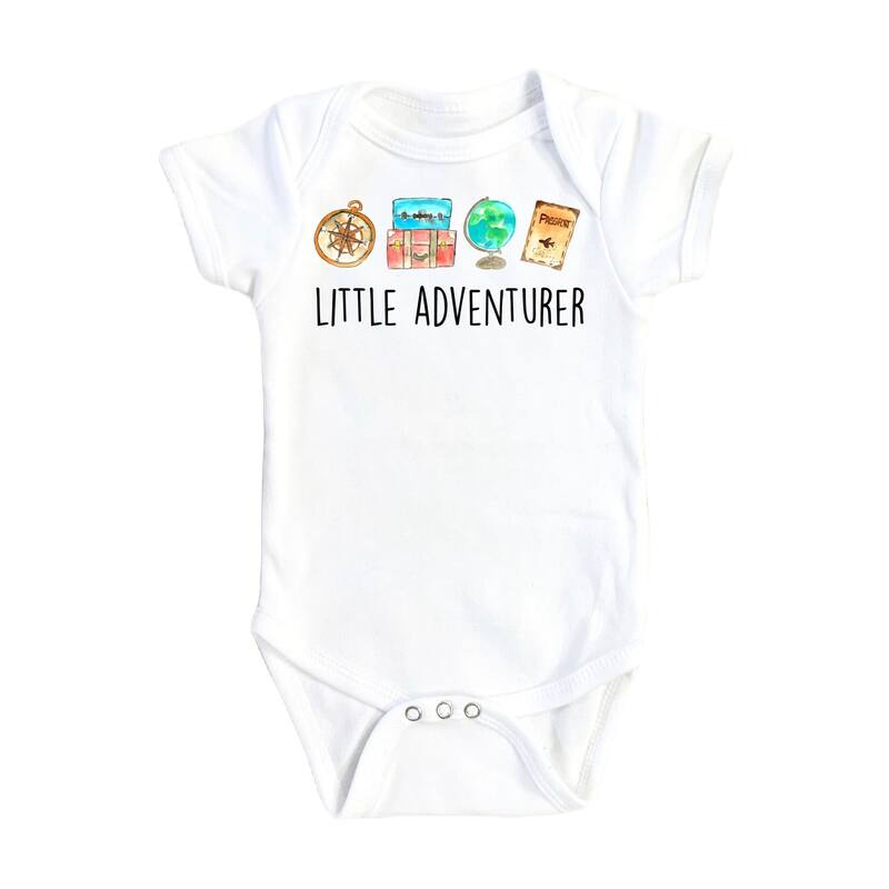 Travel Adventure - Baby Boy Girl Clothes Infant Bodysuit Funny Cute Newborn - White - 0-3M