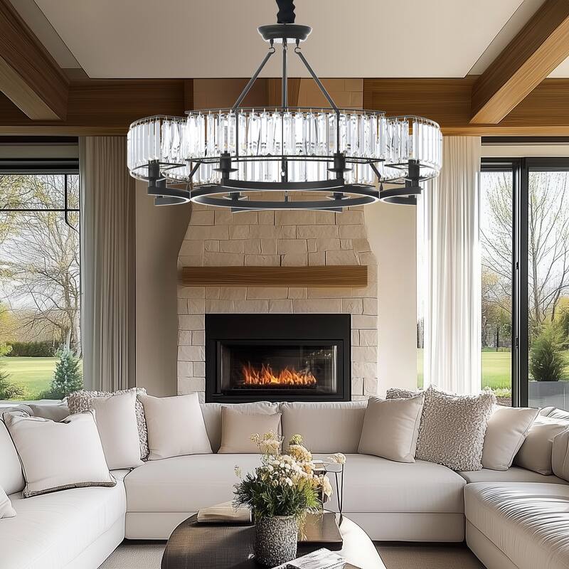 Round Shape Antique Black Industrial Crystal Chandelier