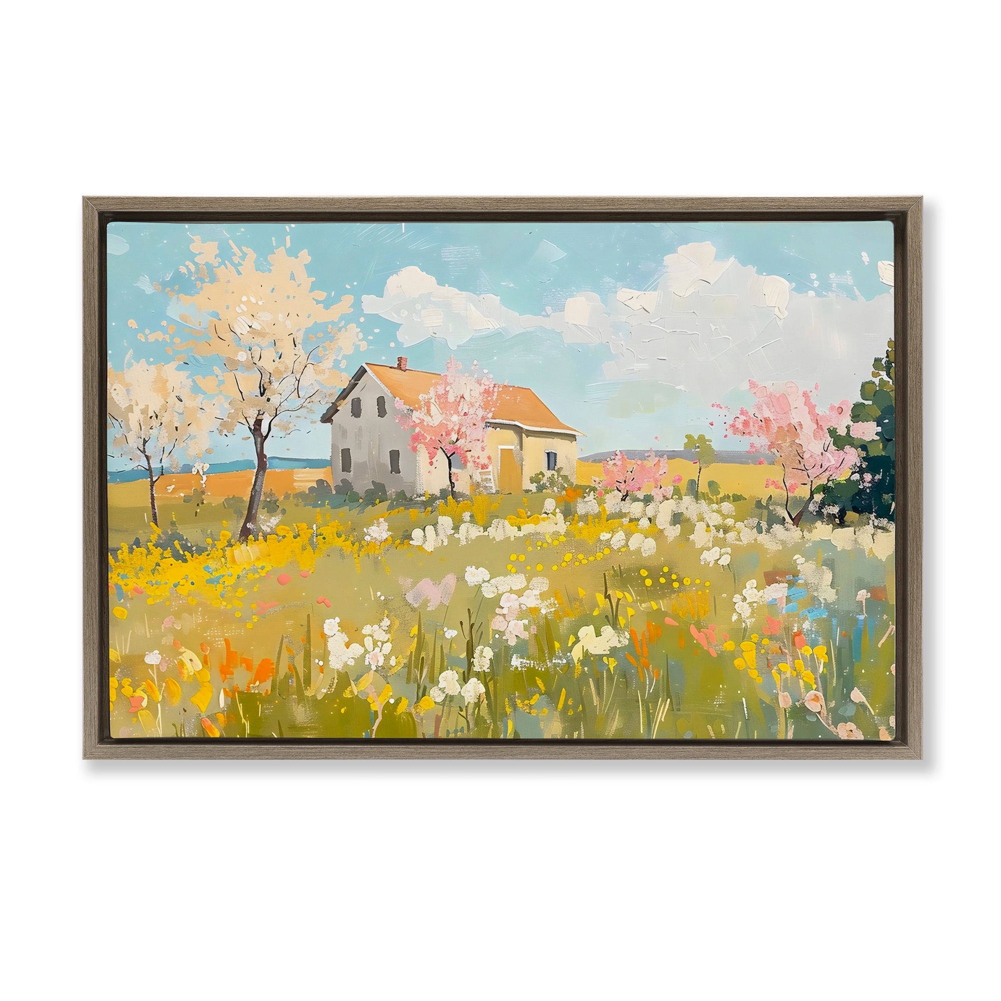 Stupell Spring Barn Scene Framed Floater Canvas Wall Art Design By LSR Creative Studio