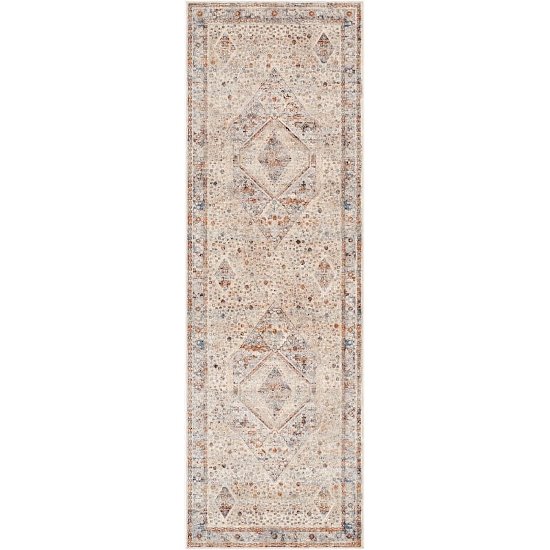 Livabliss Traditional Arya Diamond Area Rug - 3'3" x 10' - Beige