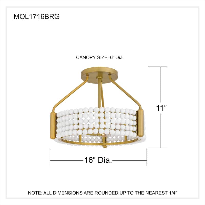 Molly 3-Light Brushed Gold Semi-Flush Mount