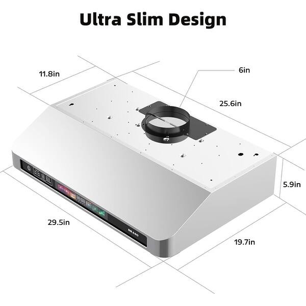 Silver Stainless Steel Under Range Hood with Voice/Gesture