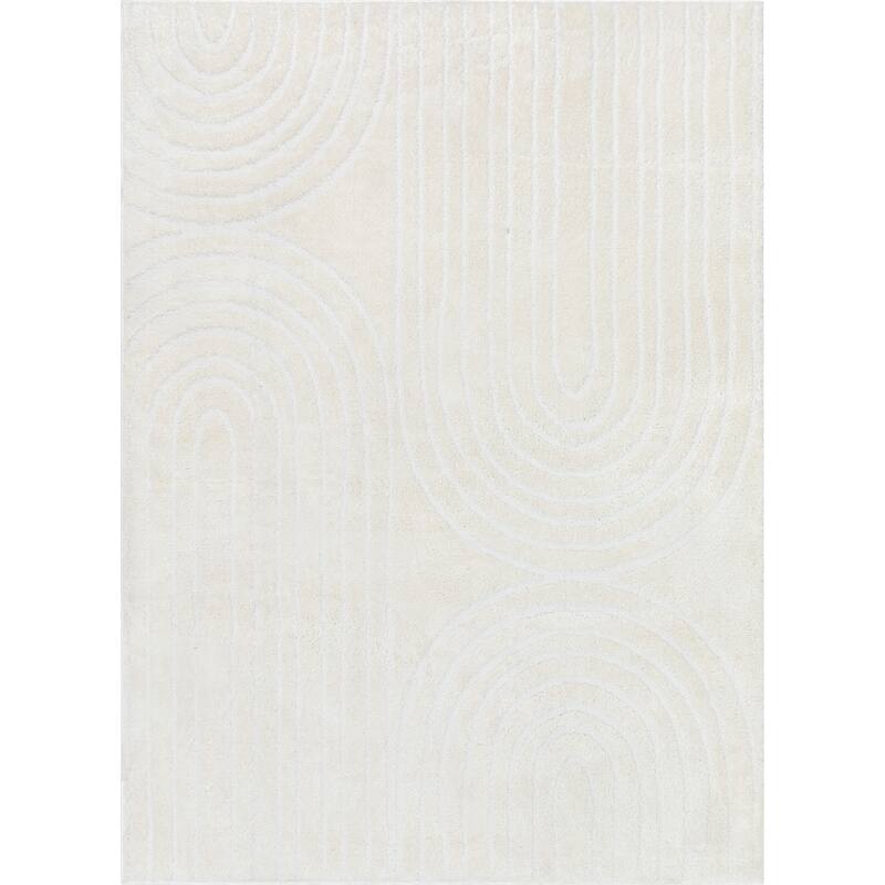 Well Woven Feliz Modern Soft Shag Geometric High-Low Textured Area Rug