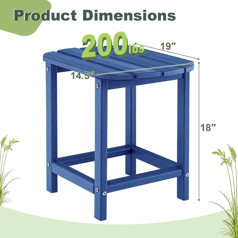 2-Pack Foldable HDPE Outdoor Patio Side End Tables with Weatherproof and UV-Resistant Build - 19" x 14.5" x 18" (L x W x H)
