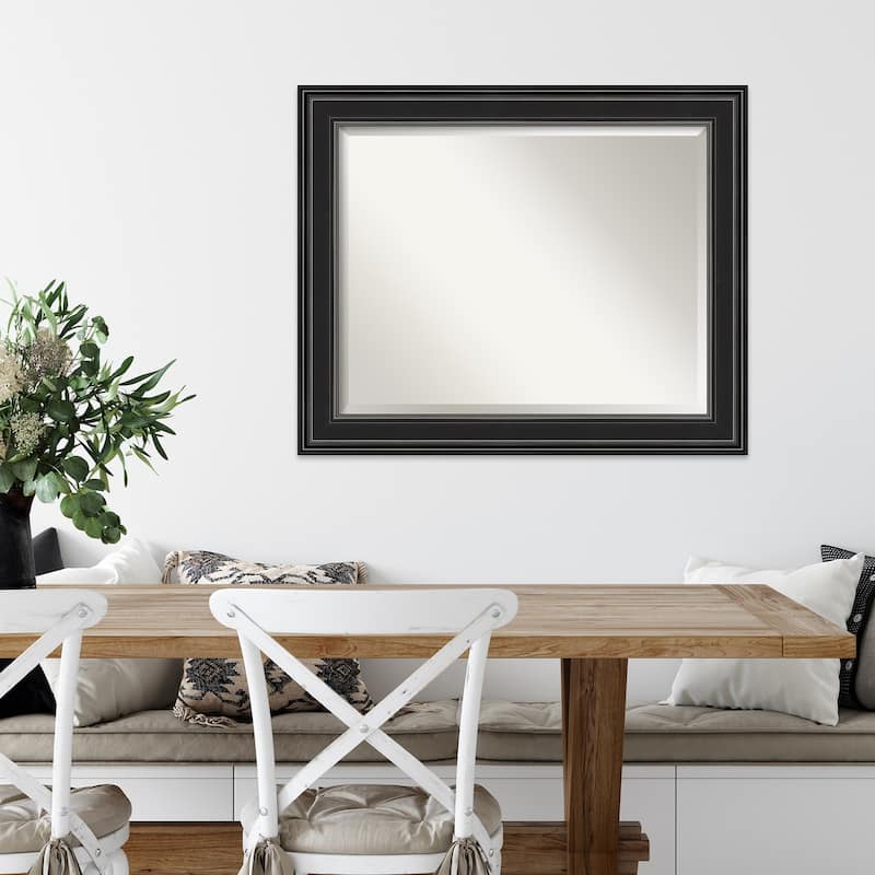 Beveled Wall Mirror - Ridge Black Frame