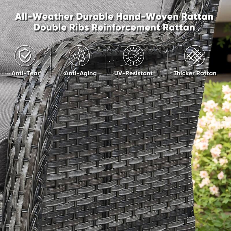 Gymojoy Wicker Swivel Glider Chair with Water-Resistant Olefin Cushions