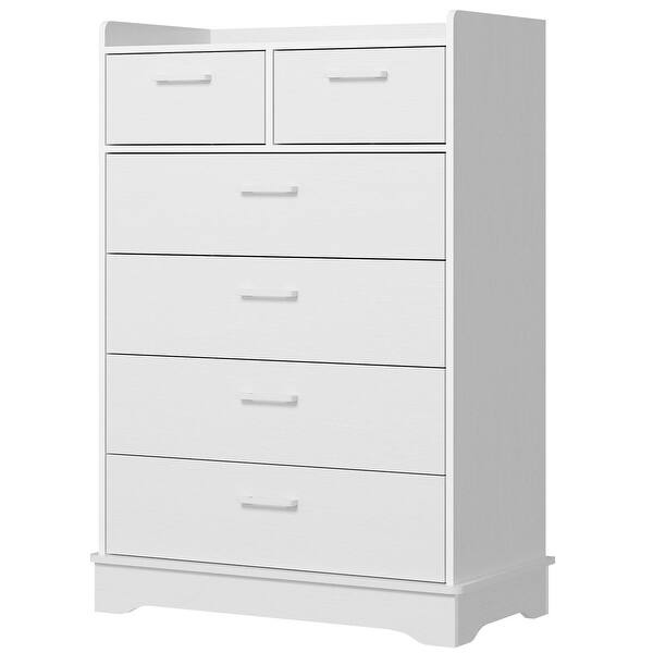 White 6 Drawer Dresser, Wooden Storage Chest of 6 Drawers, Vertical ...