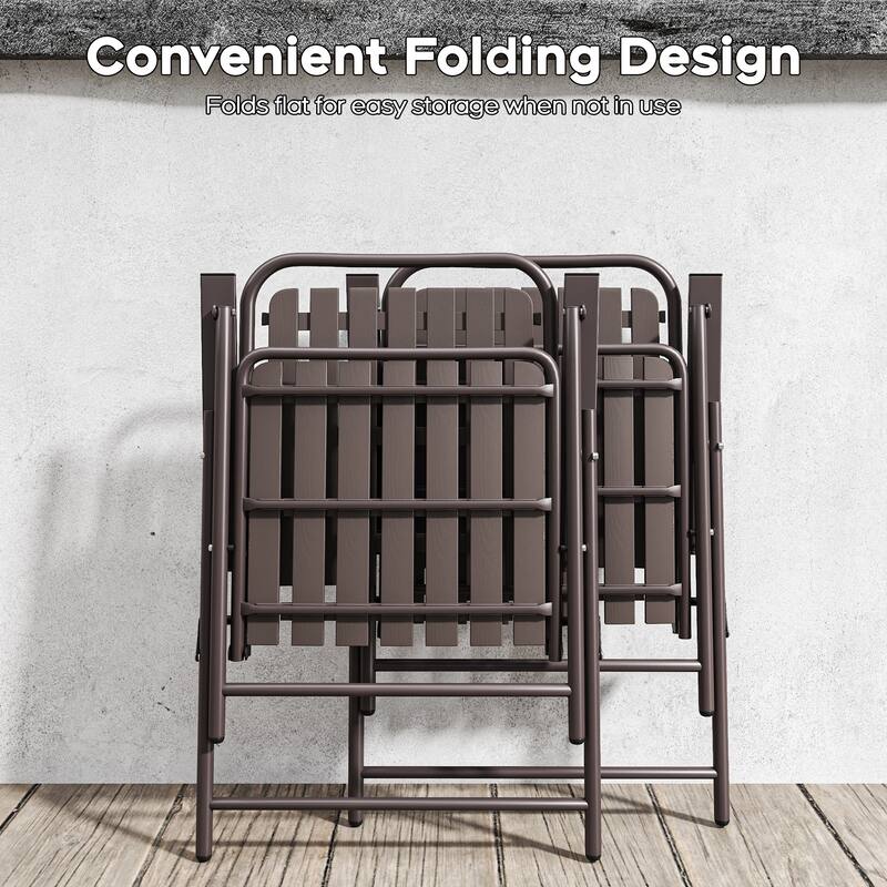 2-Piece Folding Chair, No Assembly Required, 350lb Capacity, Rust-Resistant & Stain-Proof for Balcony/Garde
