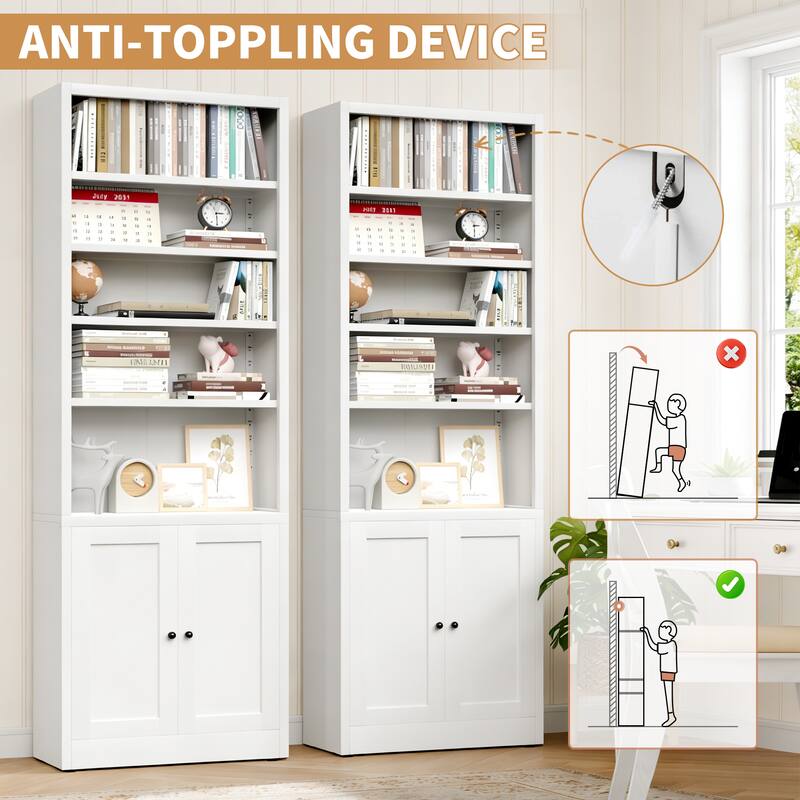 Rossetta 71" Sturdy Industrial Design Metal Bookcase with Adjustable Shelf Unit