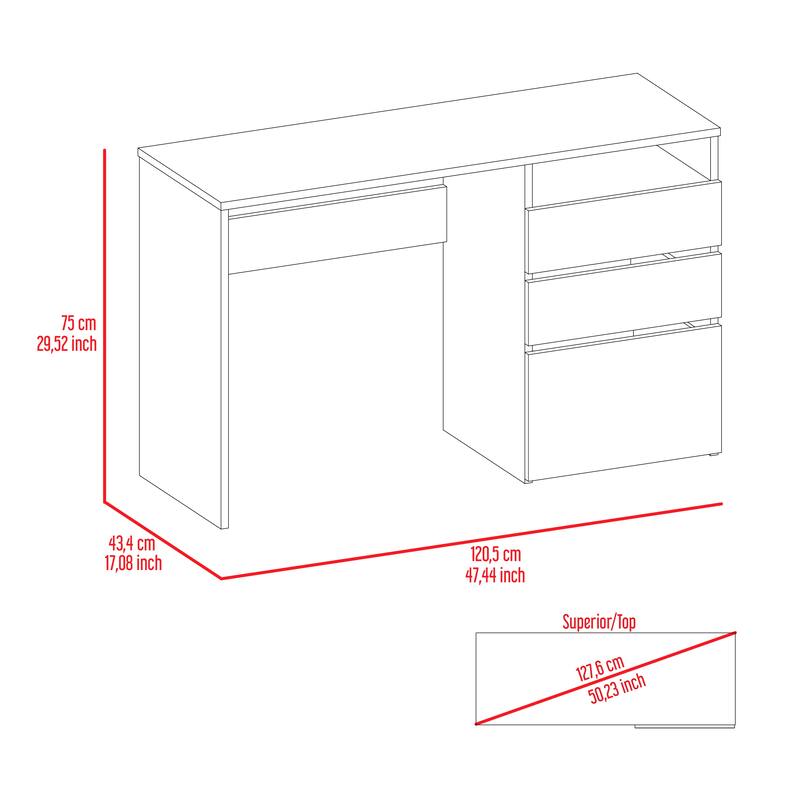 Dublin 3 Drawer Computer Desk with Shelf